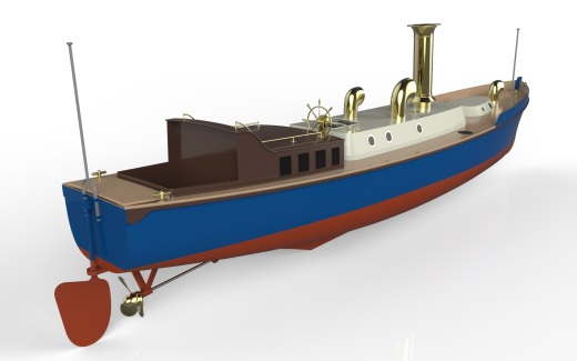 这是1910年皇家海军在HMAS号等主力舰上使用的标准50英尺帆船的SolidWorks模型缩略图